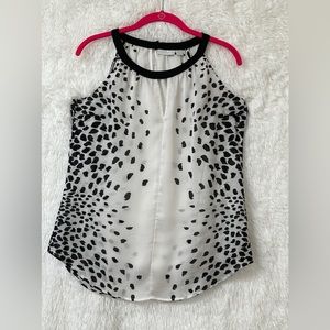New York and Company Sleeveless Black and White Dalmatian Blouse
